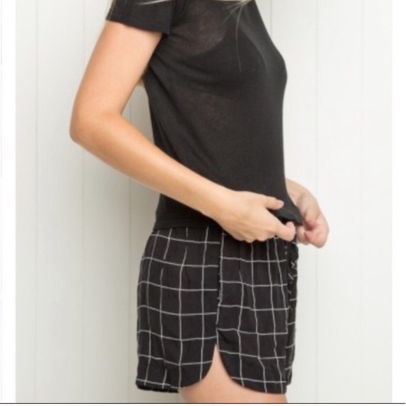 Brandy Melville Black Grid Eve Drawstring Shorts - Picture 7 of 10